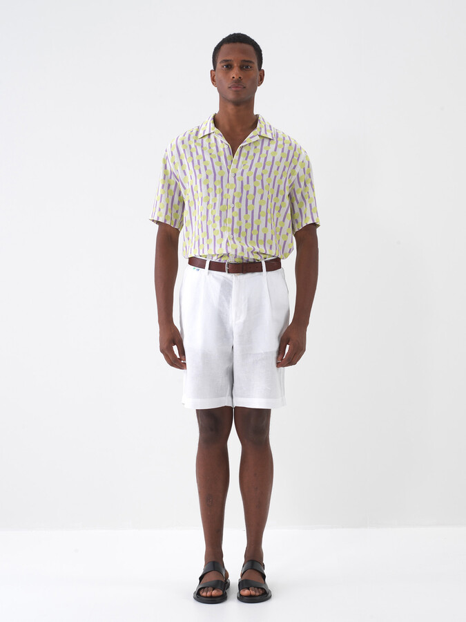 Lila Keten Karışımlı Regular Fit Gömlek (1)