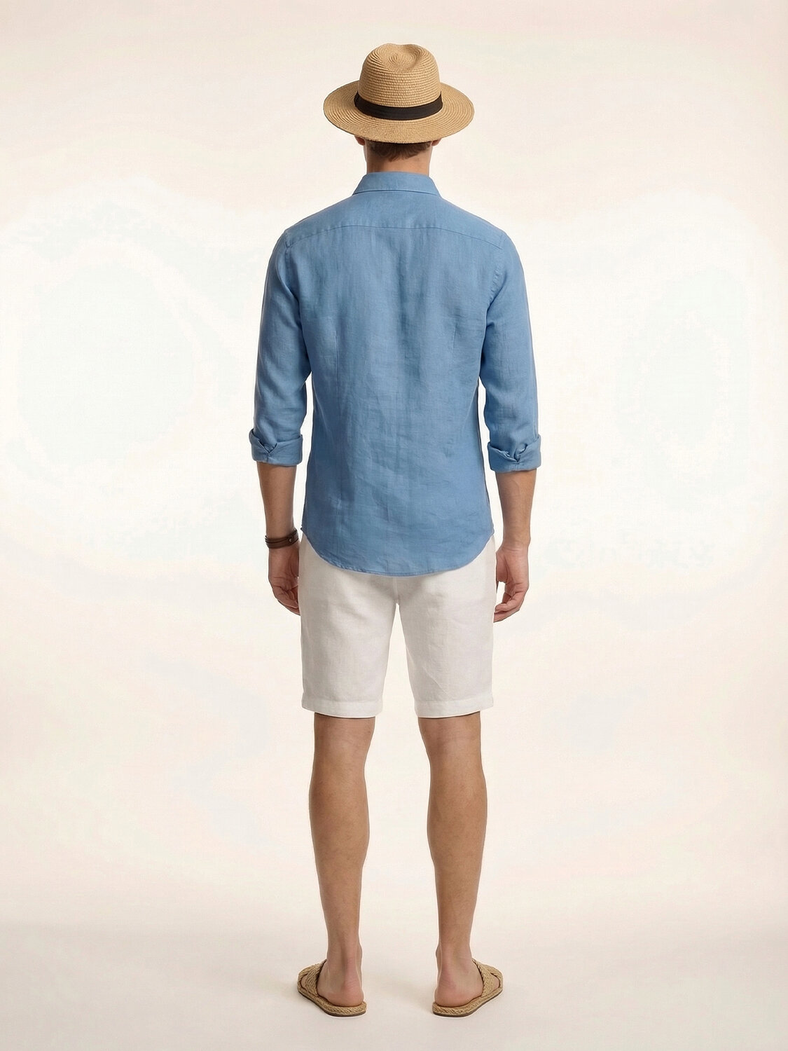 Mavi %100 Keten Regular Fit Gömlek - 4