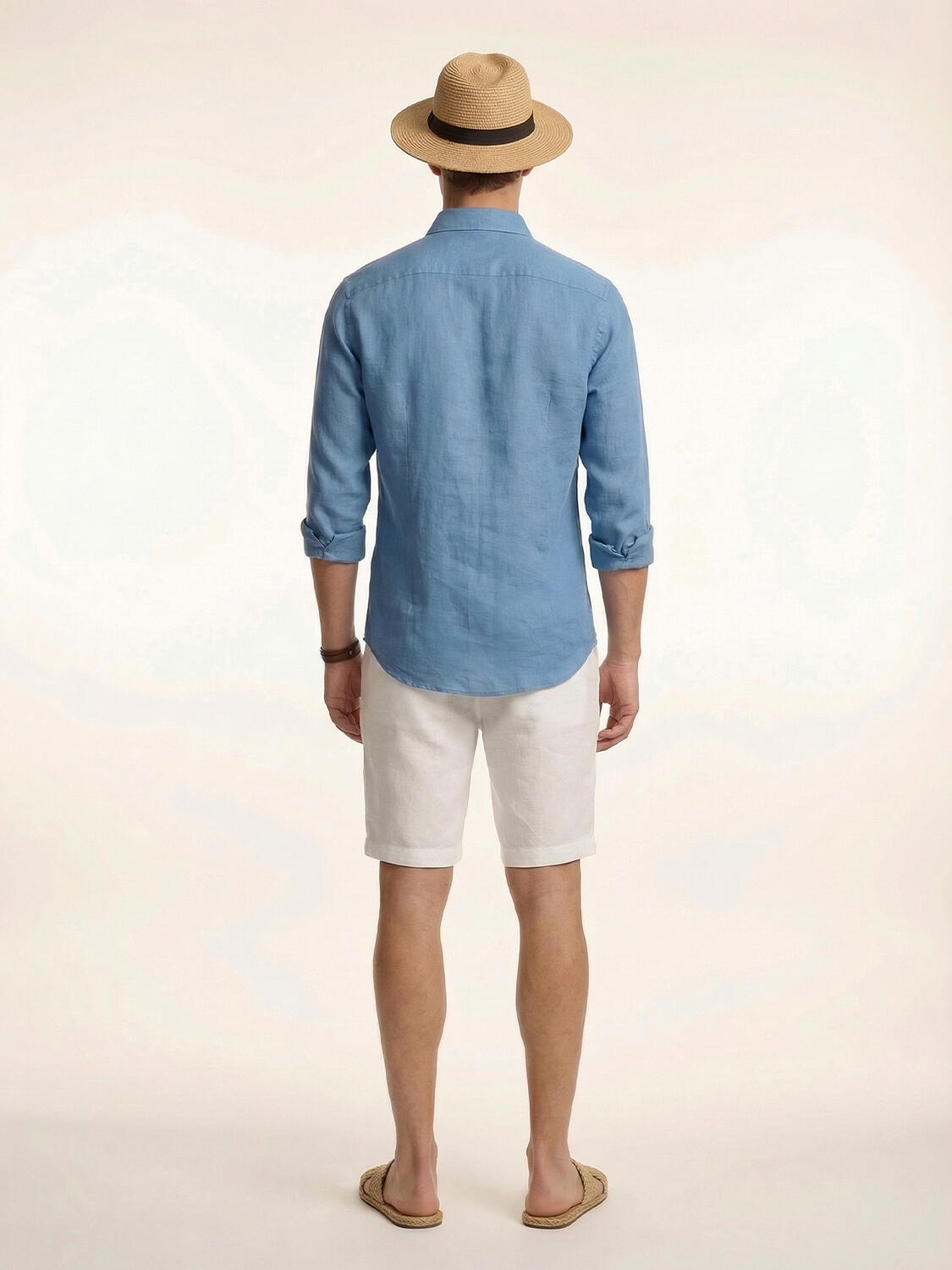 Mavi %100 Keten Regular Fit Gömlek - 4