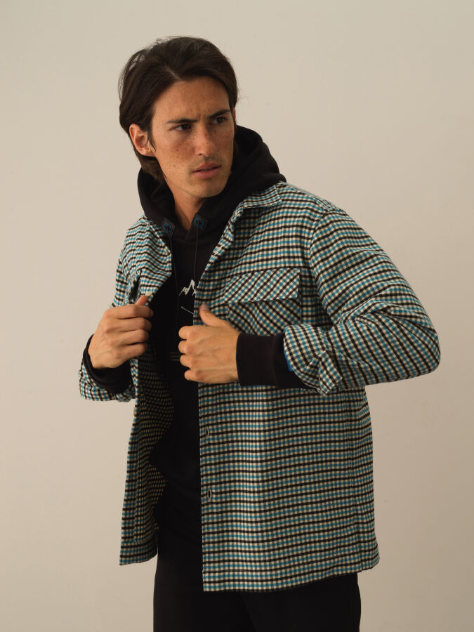 Mavi Esnek Dokulu Slim Fit Gömlek - Xint