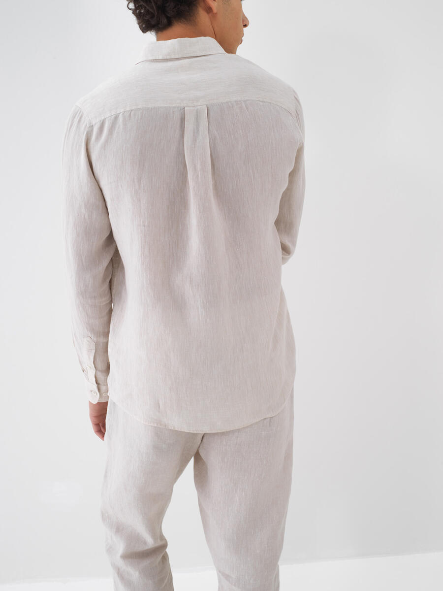 Naturel %100 Keten Regular Fit Gömlek - 5