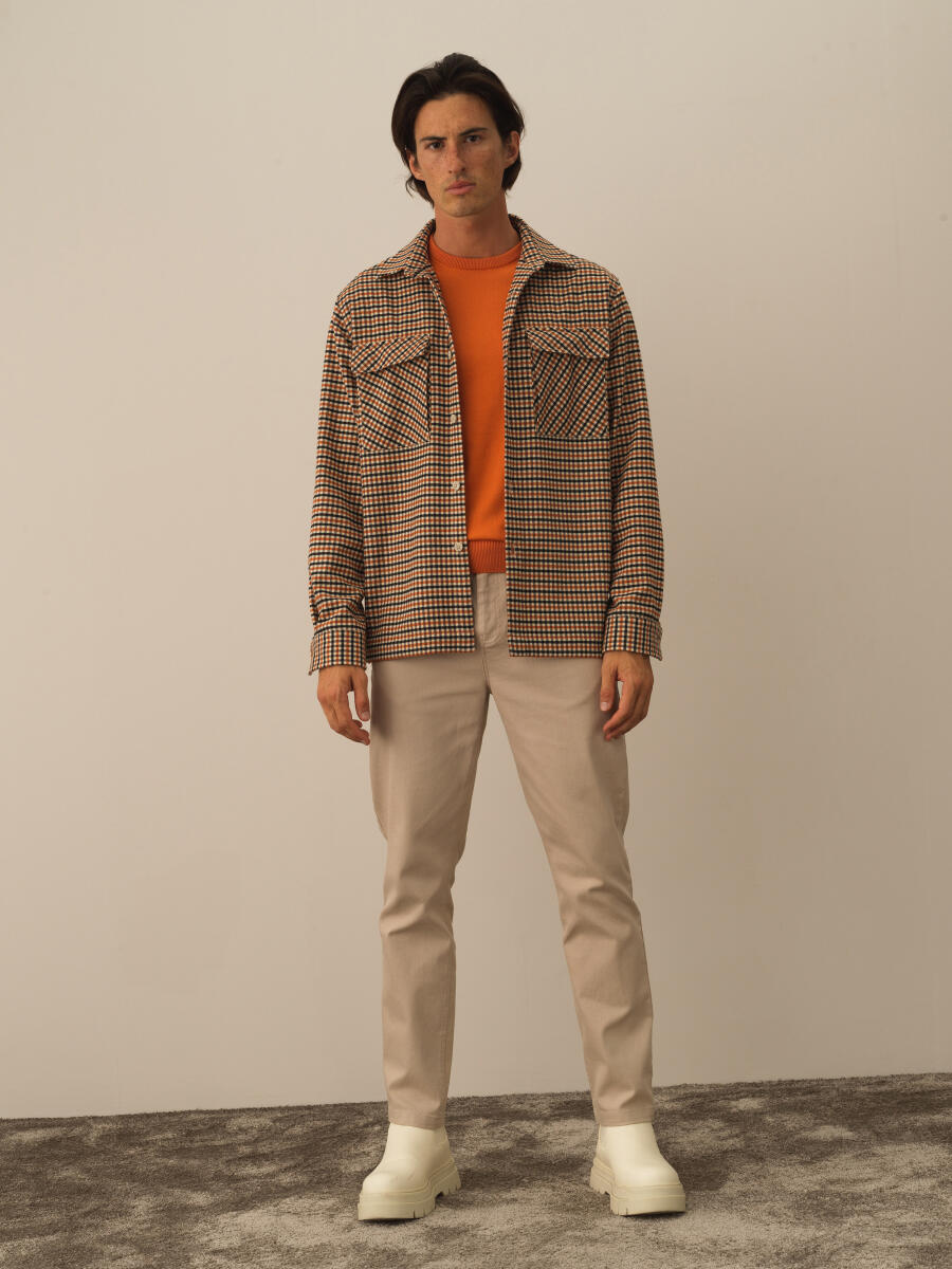 Oranj Esnek Dokulu Slim Fit Gömlek - 3