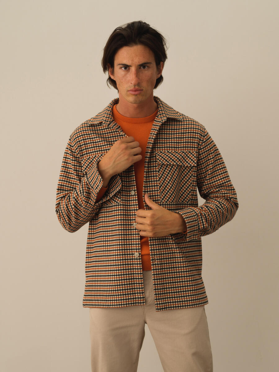 Oranj Esnek Dokulu Slim Fit Gömlek