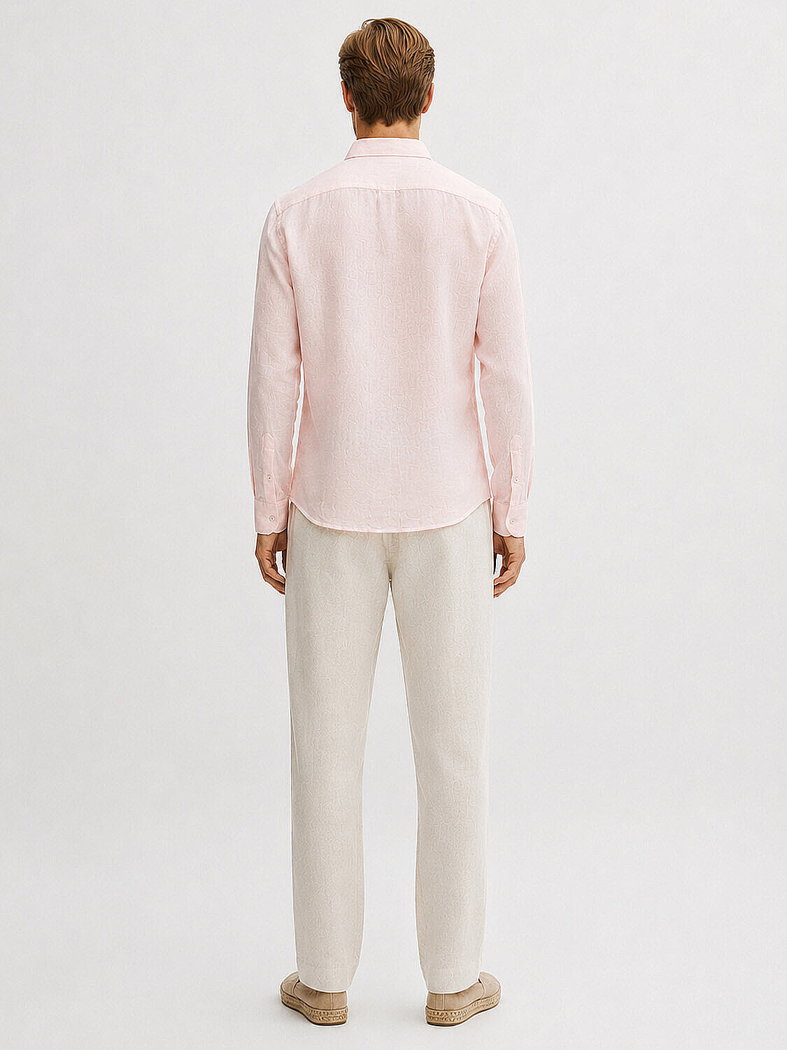 Pembe %100 Keten Regular Fit Gömlek (3)