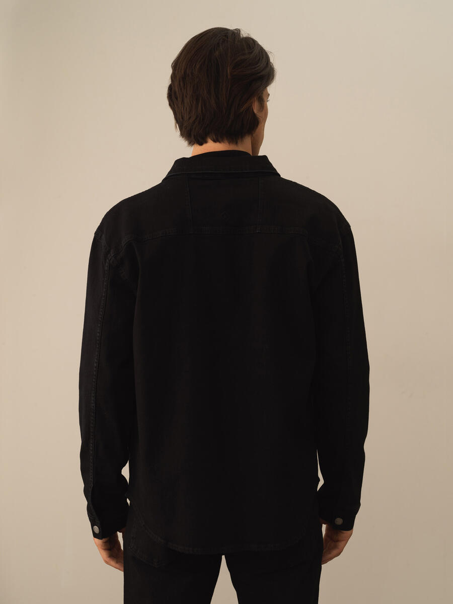 Siyah Pamuk Dokulu Regular Fit Gömlek - 3