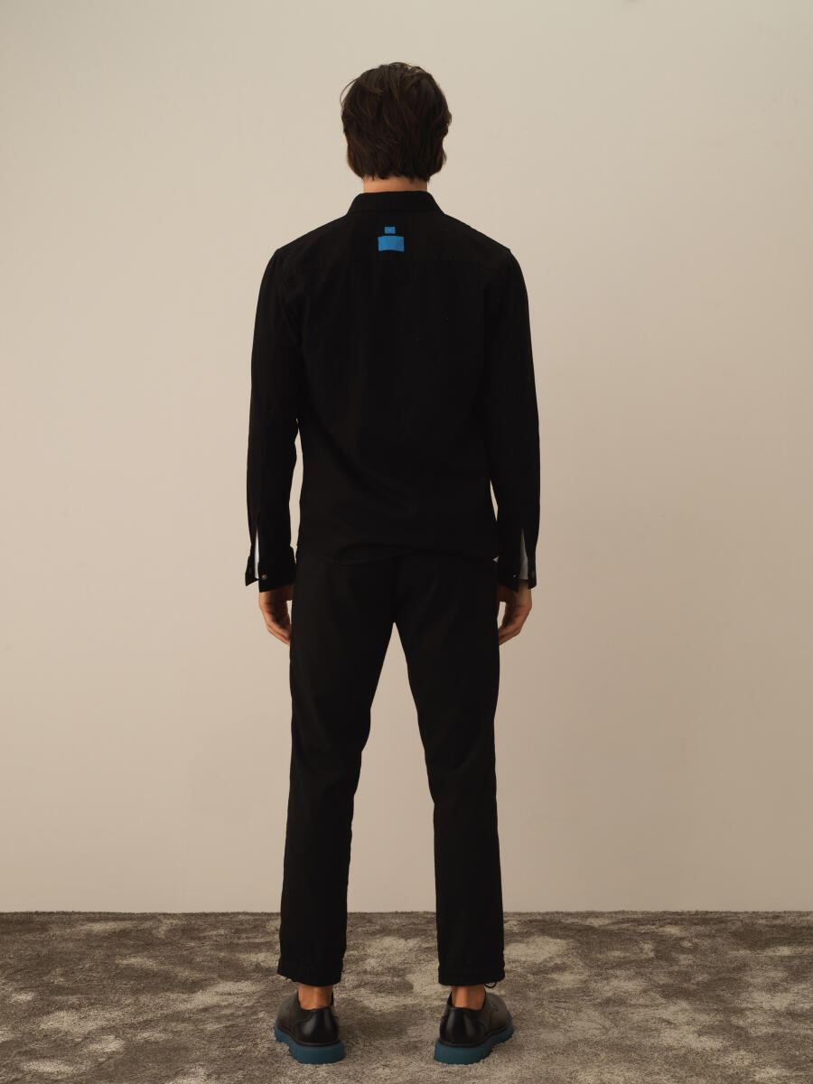 Siyah Pamuk Dokulu Regular Fit Gömlek - 5