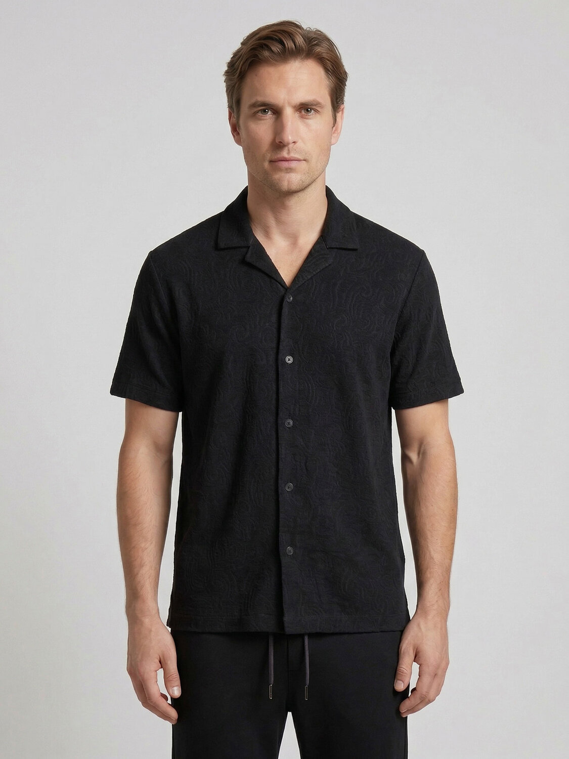 Siyah Pamuk Dokulu Regular Fit Gömlek