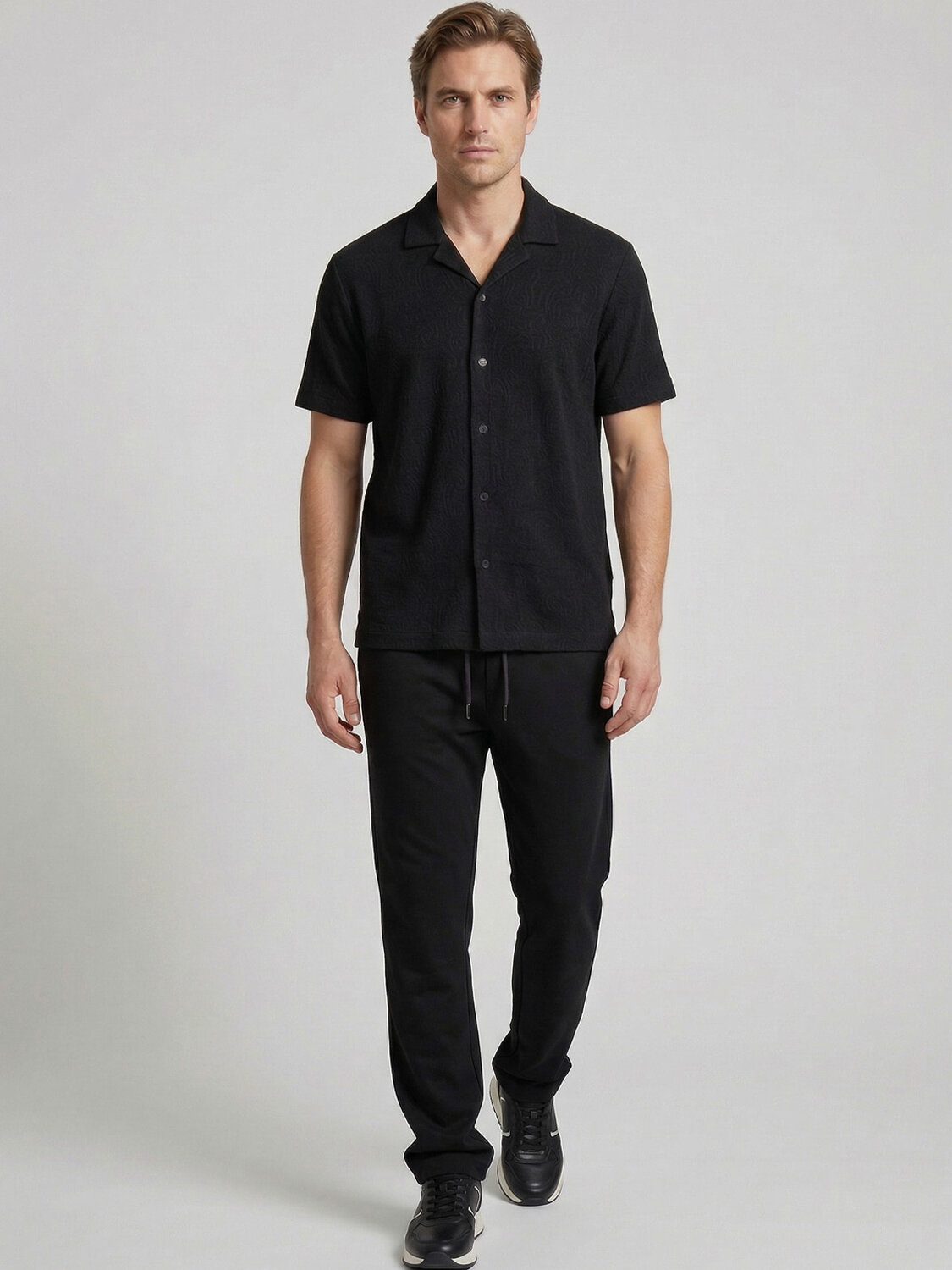 Siyah Pamuk Dokulu Regular Fit Gömlek (1)