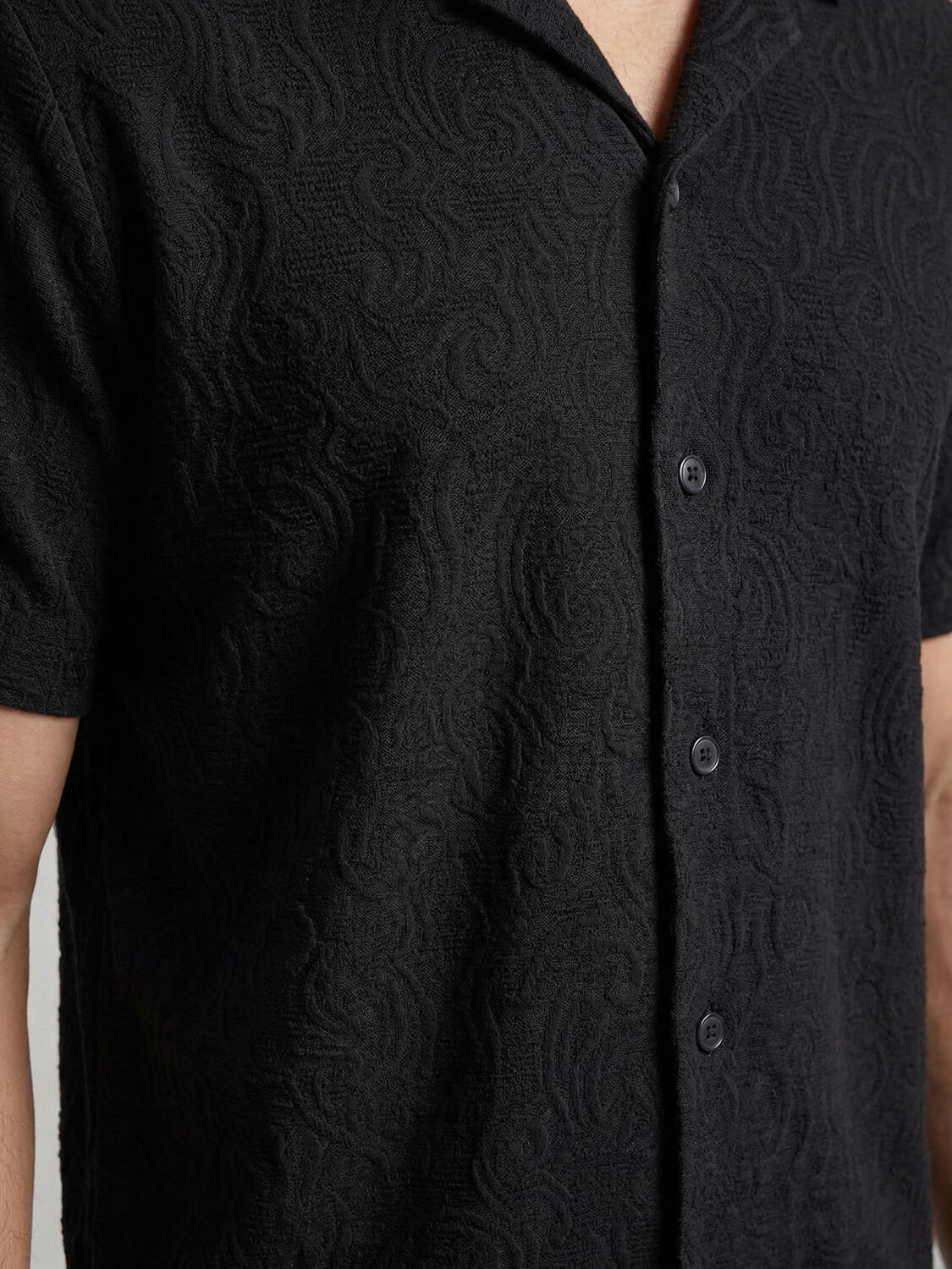 Siyah Pamuk Dokulu Regular Fit Gömlek - 3