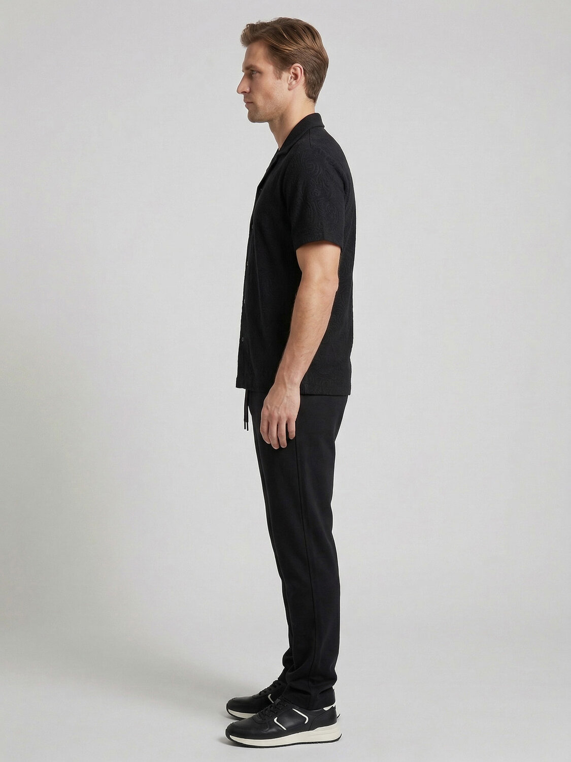 Siyah Pamuk Dokulu Regular Fit Gömlek - 4