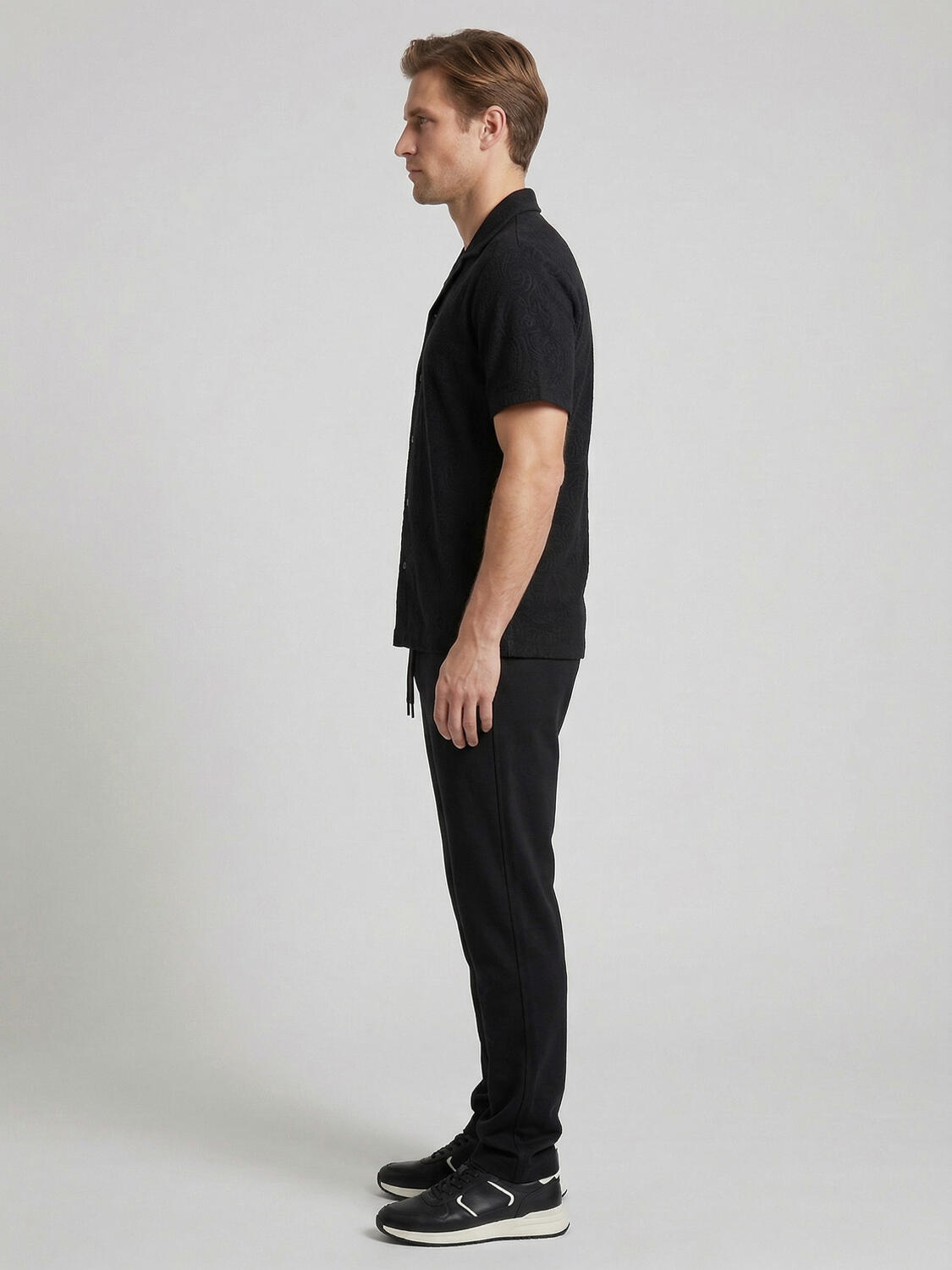 Siyah Pamuk Dokulu Regular Fit Gömlek - 4