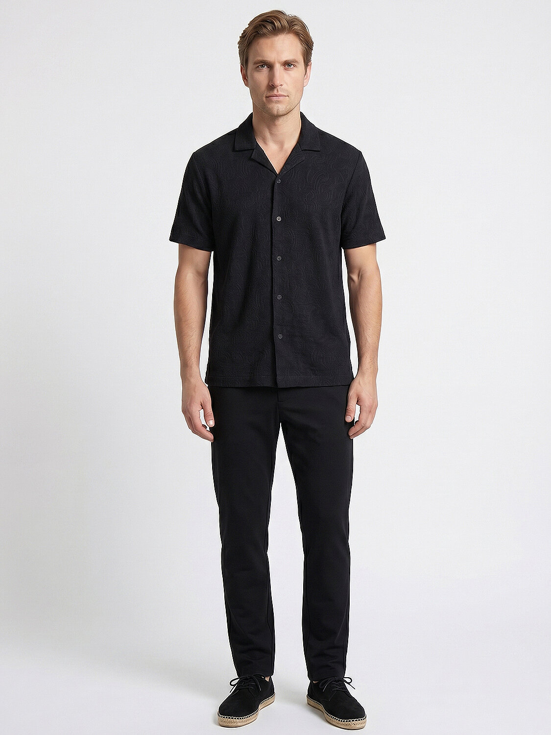 Siyah Pamuk Dokulu Regular Fit Gömlek (1)