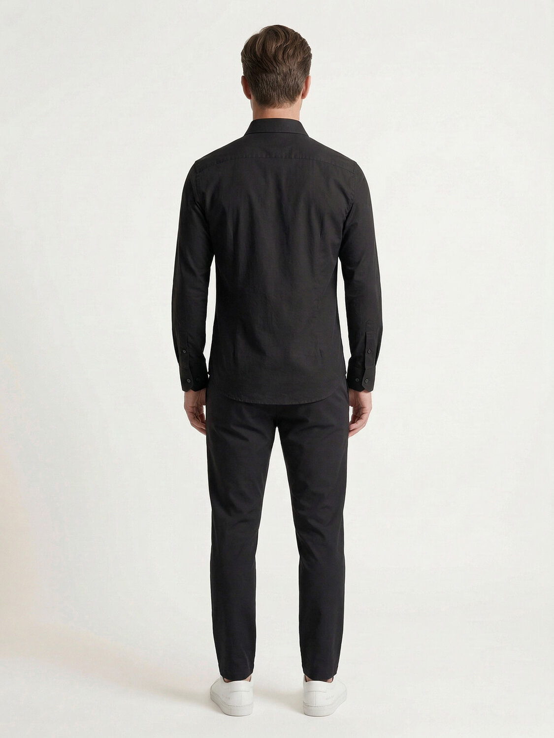 Siyah Pamuk Dokulu Slim Fit Gömlek - 4