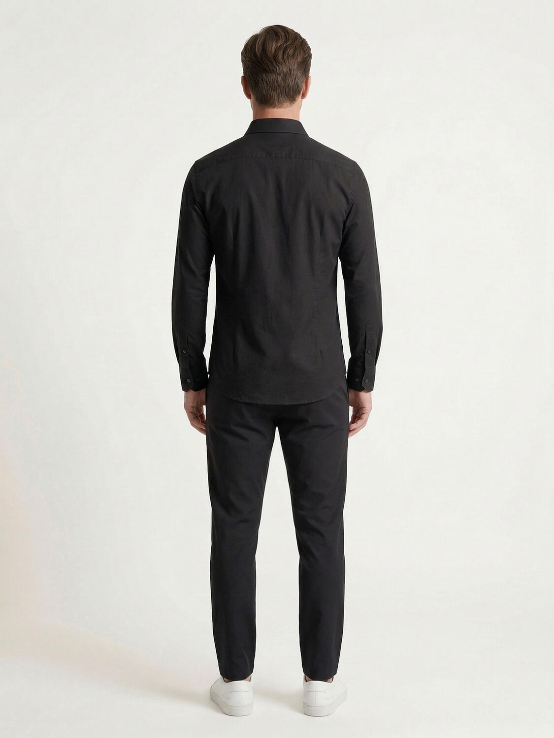 Siyah Pamuk Dokulu Slim Fit Gömlek - 4