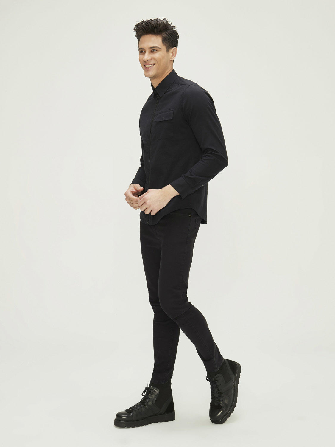 Fermuarlı %100 Pamuk Slim Fit Gömlek