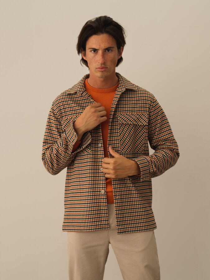 Xint Toptan Oranj Esnek Dokulu Slim Fit Gömlek