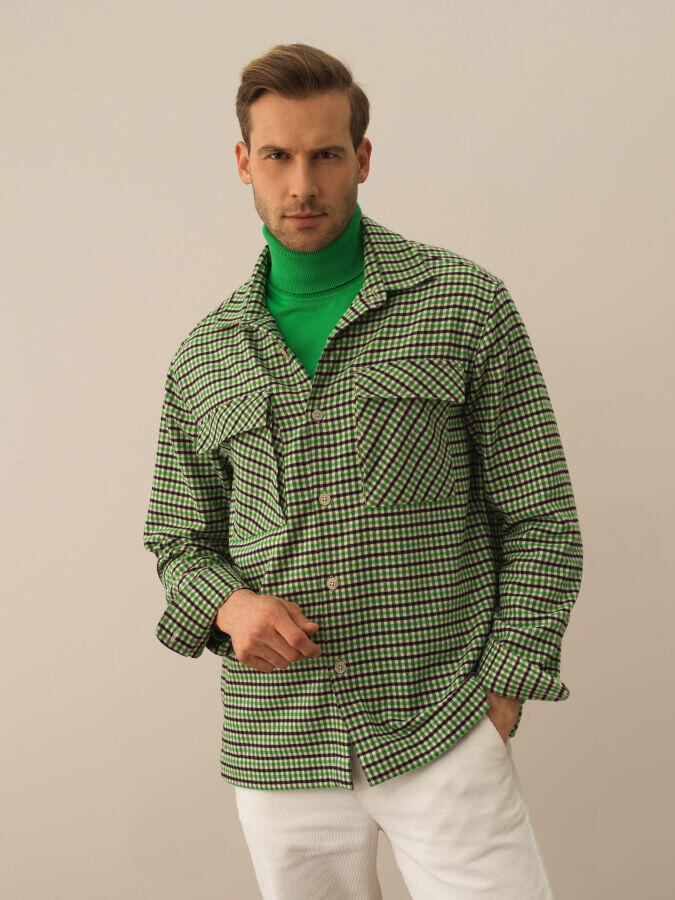 Xint Toptan Yeşil Esnek Dokulu Slim Fit Gömlek