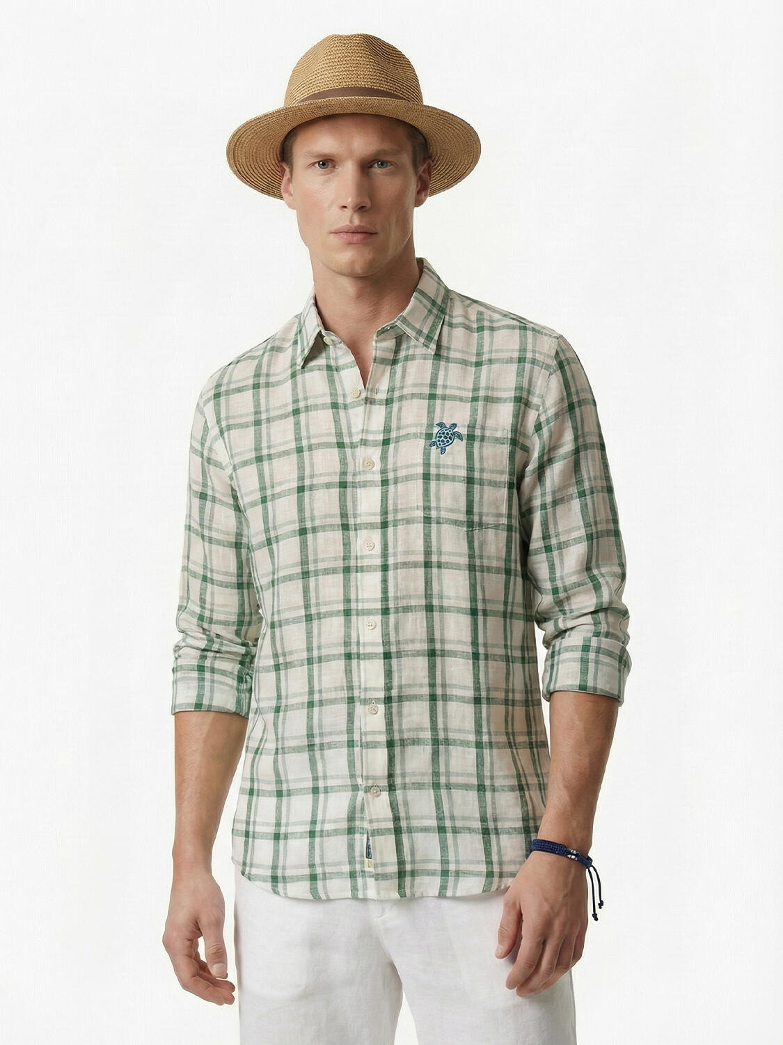 Yeşil Keten Karışımlı Regular Fit Gömlek - 1