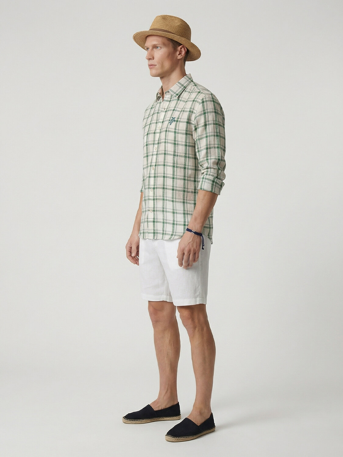 Yeşil Keten Karışımlı Regular Fit Gömlek - 4