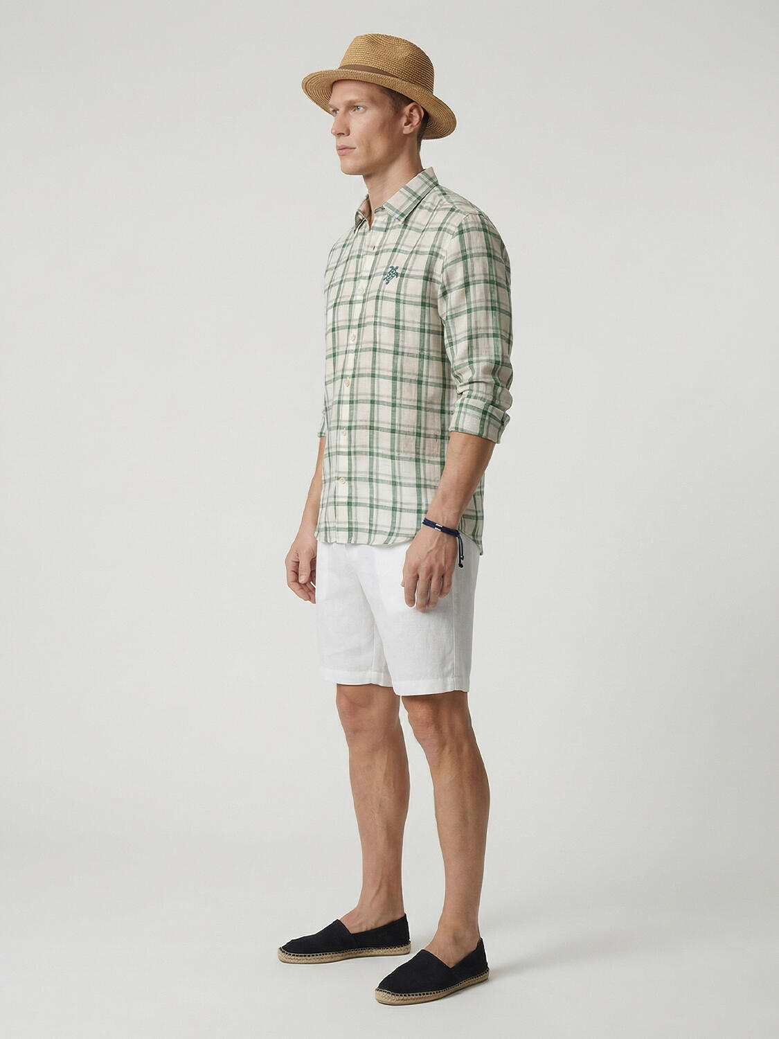 Yeşil Keten Karışımlı Regular Fit Gömlek - 4