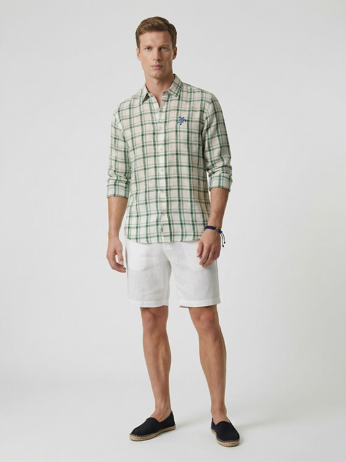 Yeşil Keten Karışımlı Regular Fit Gömlek - 2