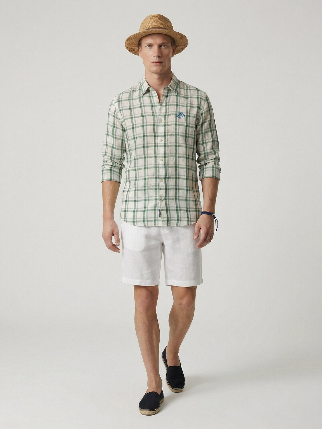 Yeşil Keten Karışımlı Regular Fit Gömlek (1)