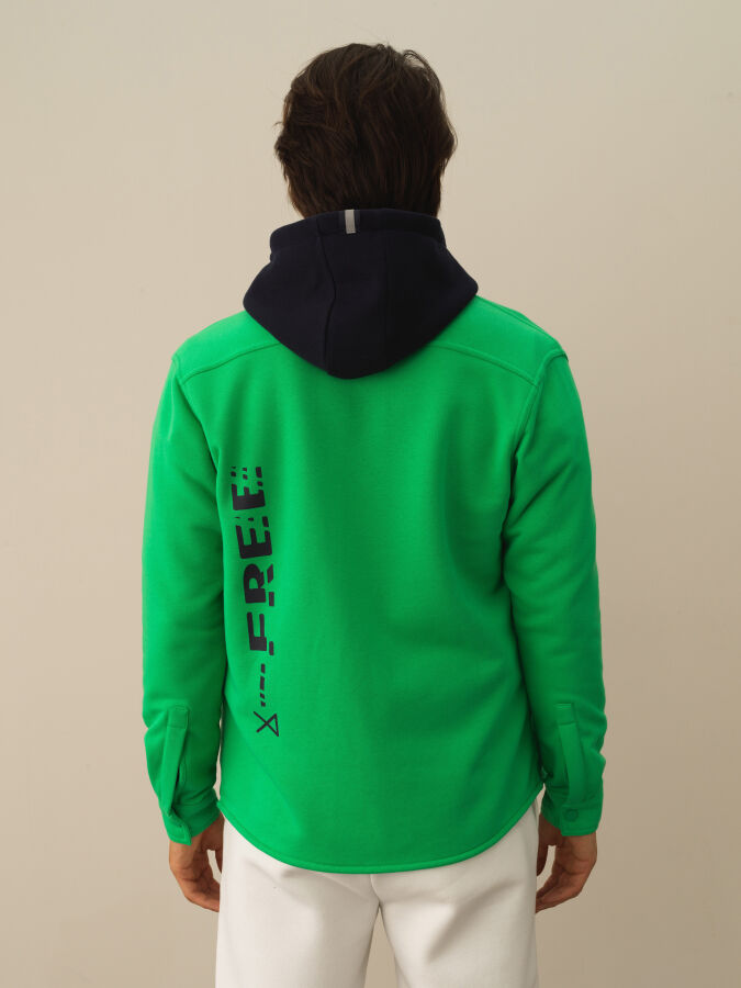 Yeşil Pamuk Dokulu Regular Fit Gömlek - Xint