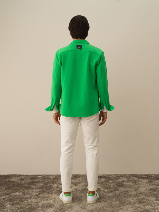Yeşil Pamuk Dokulu Regular Fit Gömlek - Xint