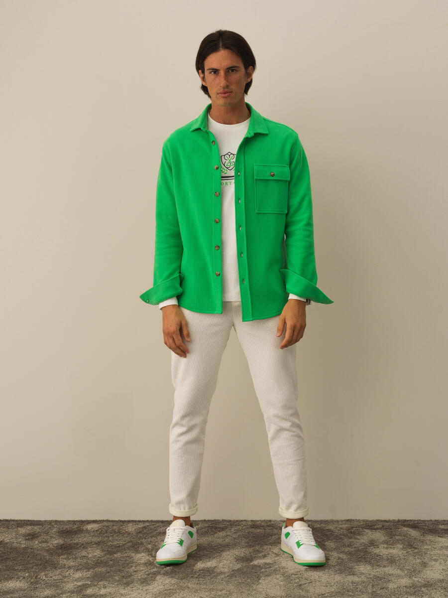 Yeşil Pamuk Dokulu Regular Fit Gömlek - 2