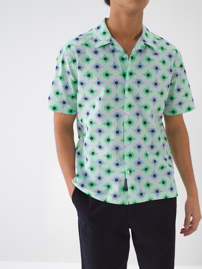 Yeşil Pamuk Dokulu Regular Fit Gömlek