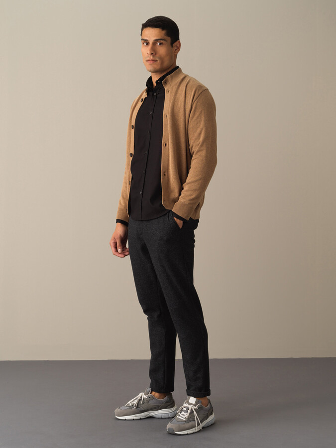 Camel Regular Fit Dik Yaka Pamuklu Hırka - 2