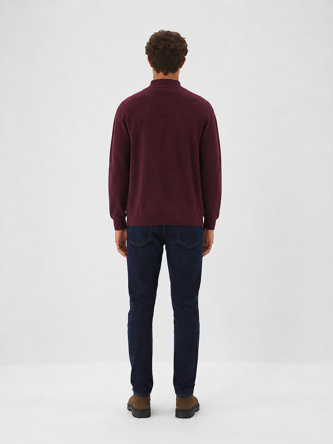 Bordo Regular Fit Dik Yaka Pamuk Hırka - 4