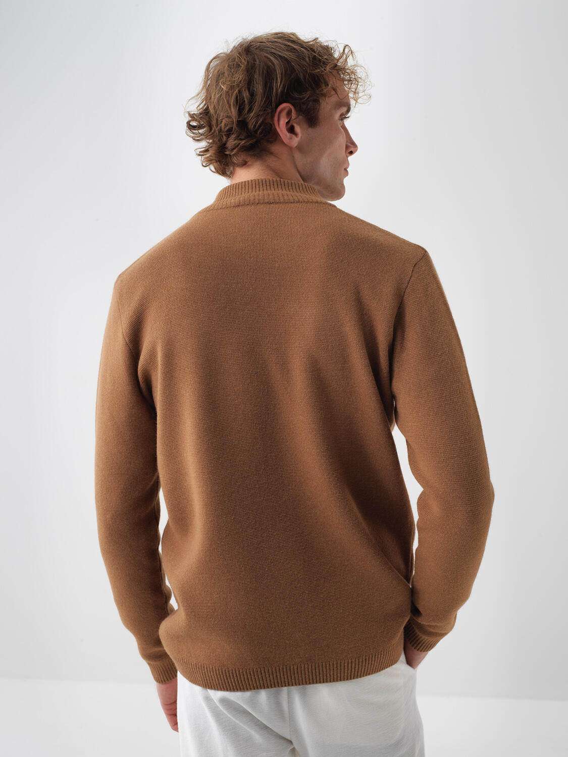 Camel Doğal Yün Dokulu Regular Fit Hırka - 4