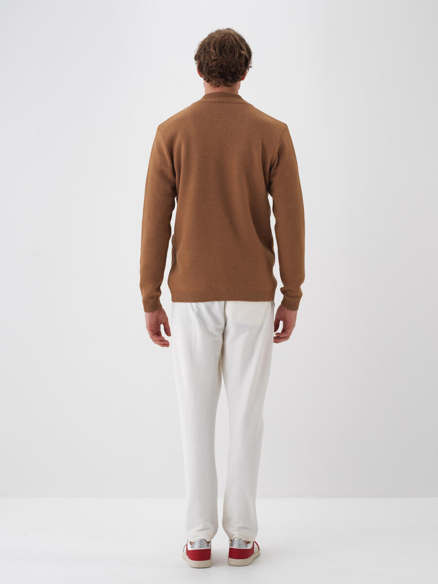 Camel Doğal Yün Dokulu Regular Fit Hırka - 5