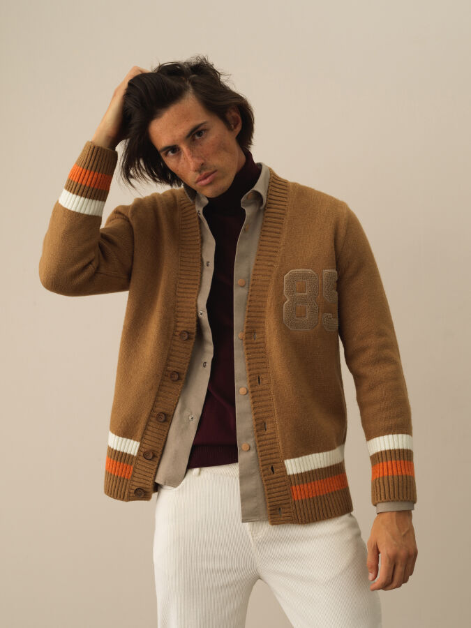 Camel Regular Fit V Yaka Hırka - 1