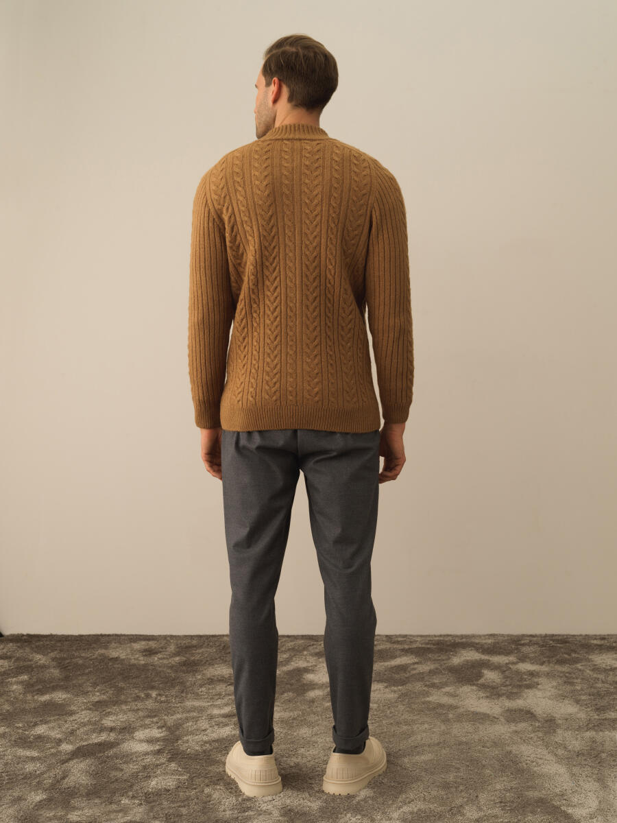 Camel Lüks Pamuk Dokulu Regular Fit Hırka - 4