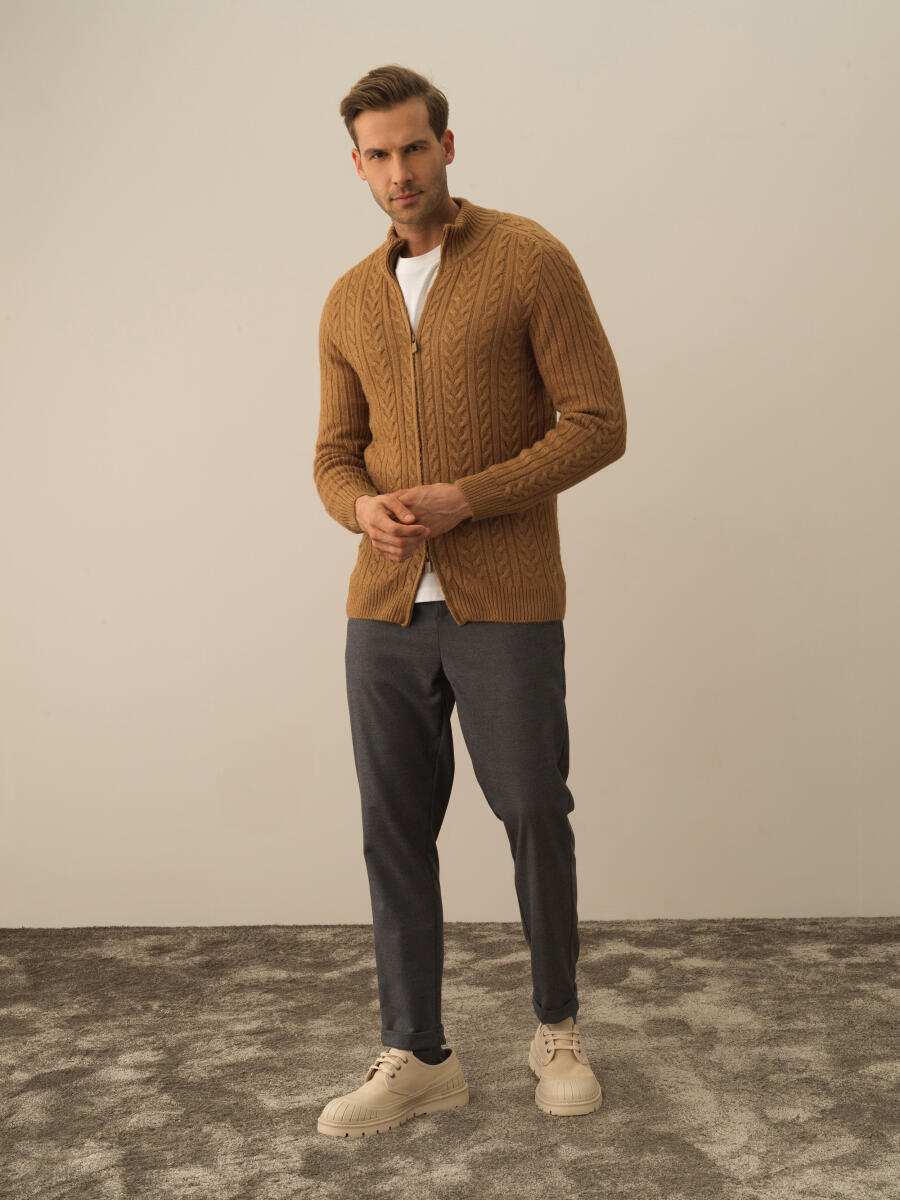 Camel Lüks Pamuk Dokulu Regular Fit Hırka - 2