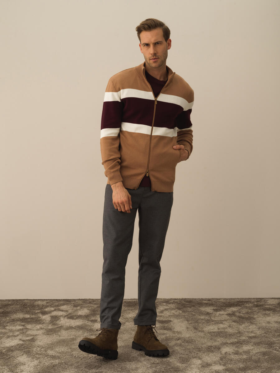 Camel Pamuk Dokulu Regular Fit Hırka - 2