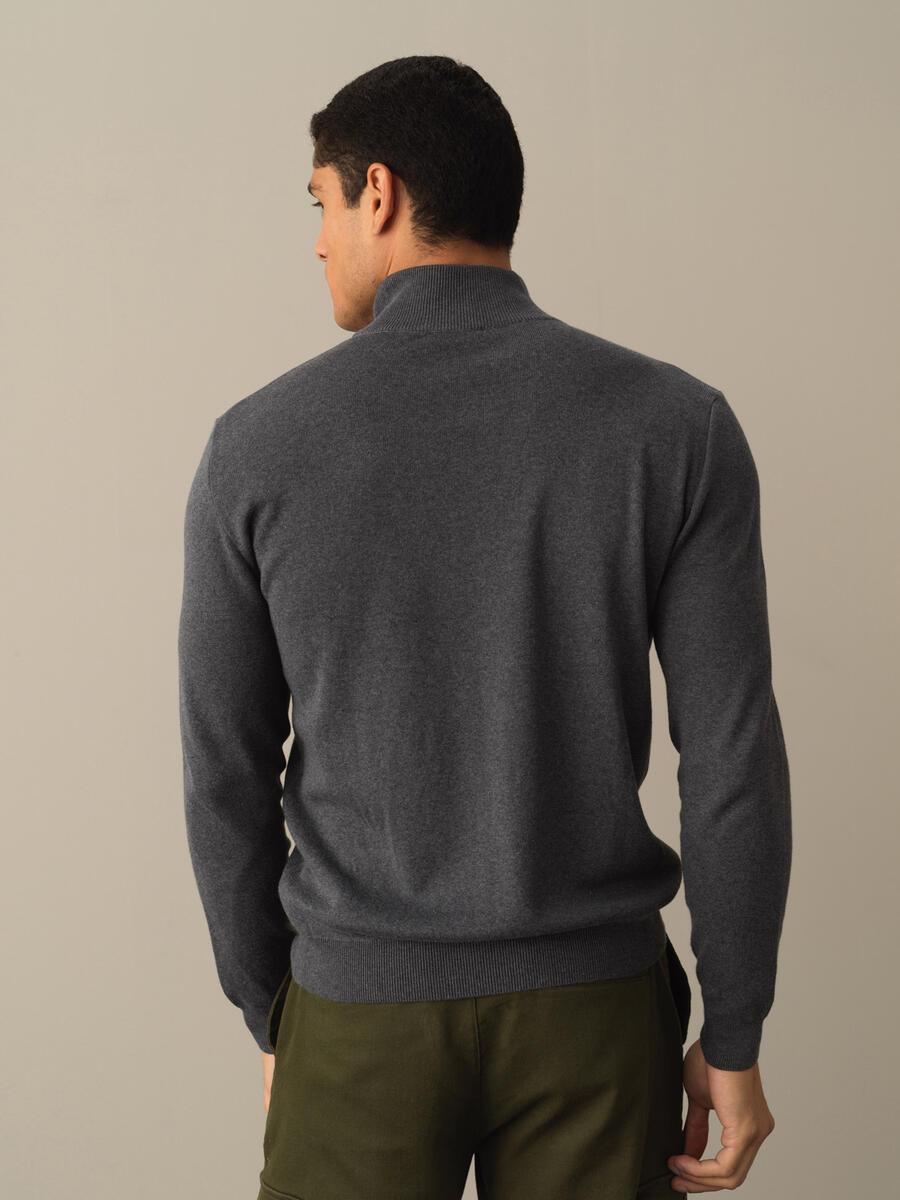 Antrasit Pamuk Dokulu Fermuarlı Hırka - 4