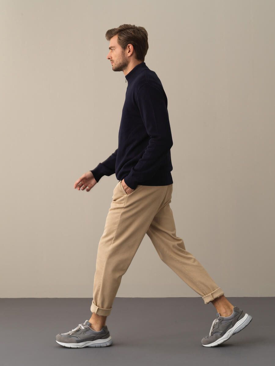 Lacivert Pamuk Dokulu Fermuarlı Hırka - 4