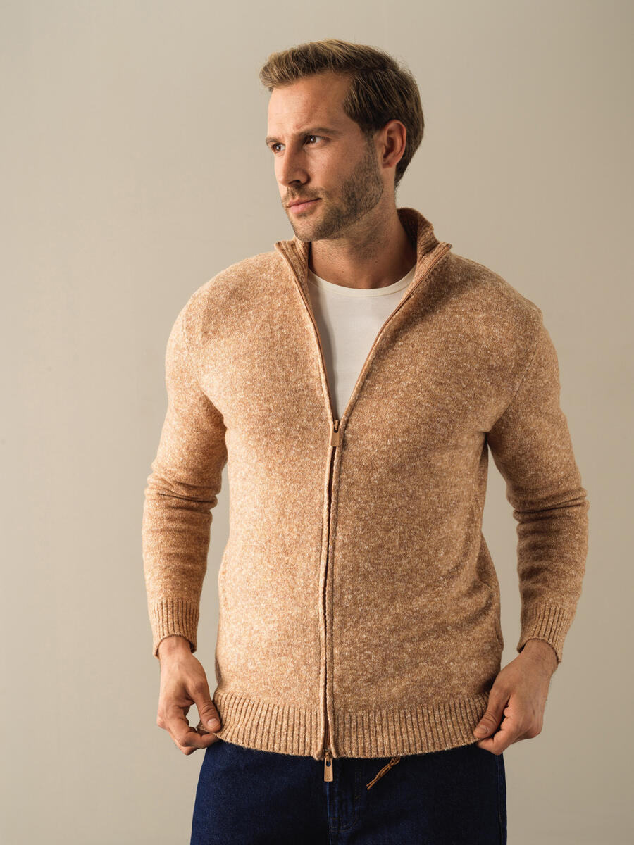 Camel Yumuşak Dokulu Regular Fit Triko Hırka