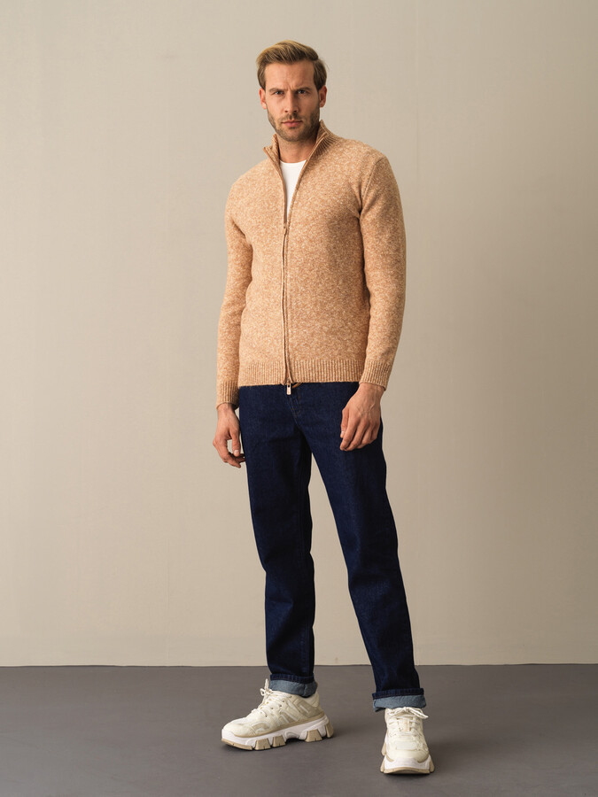 Camel Yumuşak Dokulu Regular Fit Triko Hırka - Xint