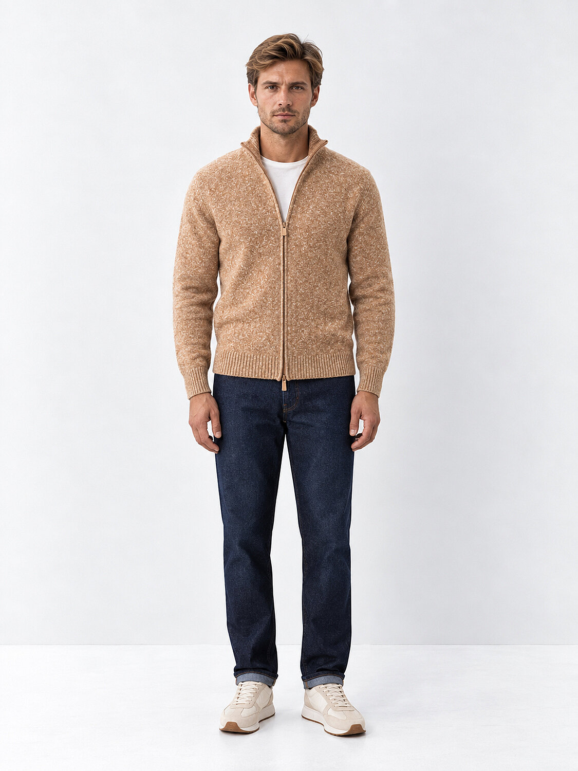Camel Regular Fit Açık V Yaka Hırka - 2