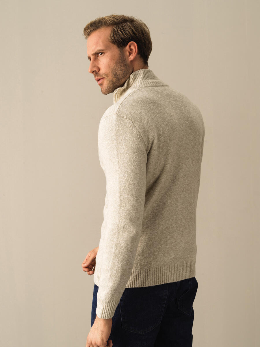 Ekru Yumuşak Dokulu Regular Fit Triko Hırka - 3