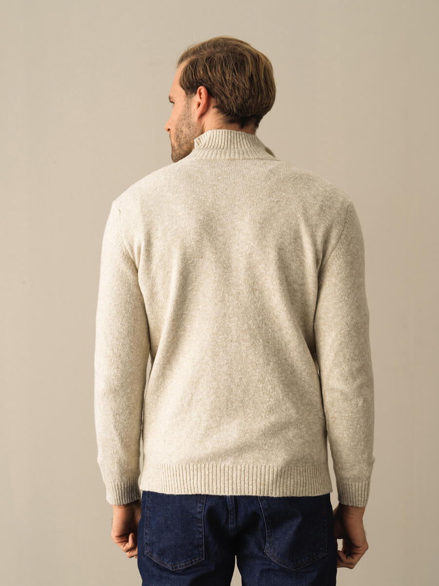 Ekru Yumuşak Dokulu Regular Fit Triko Hırka - 4