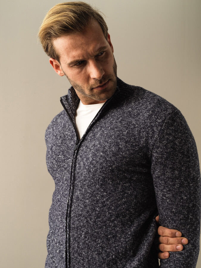 Lacivert Yumuşak Dokulu Regular Fit Triko Hırka - Xint