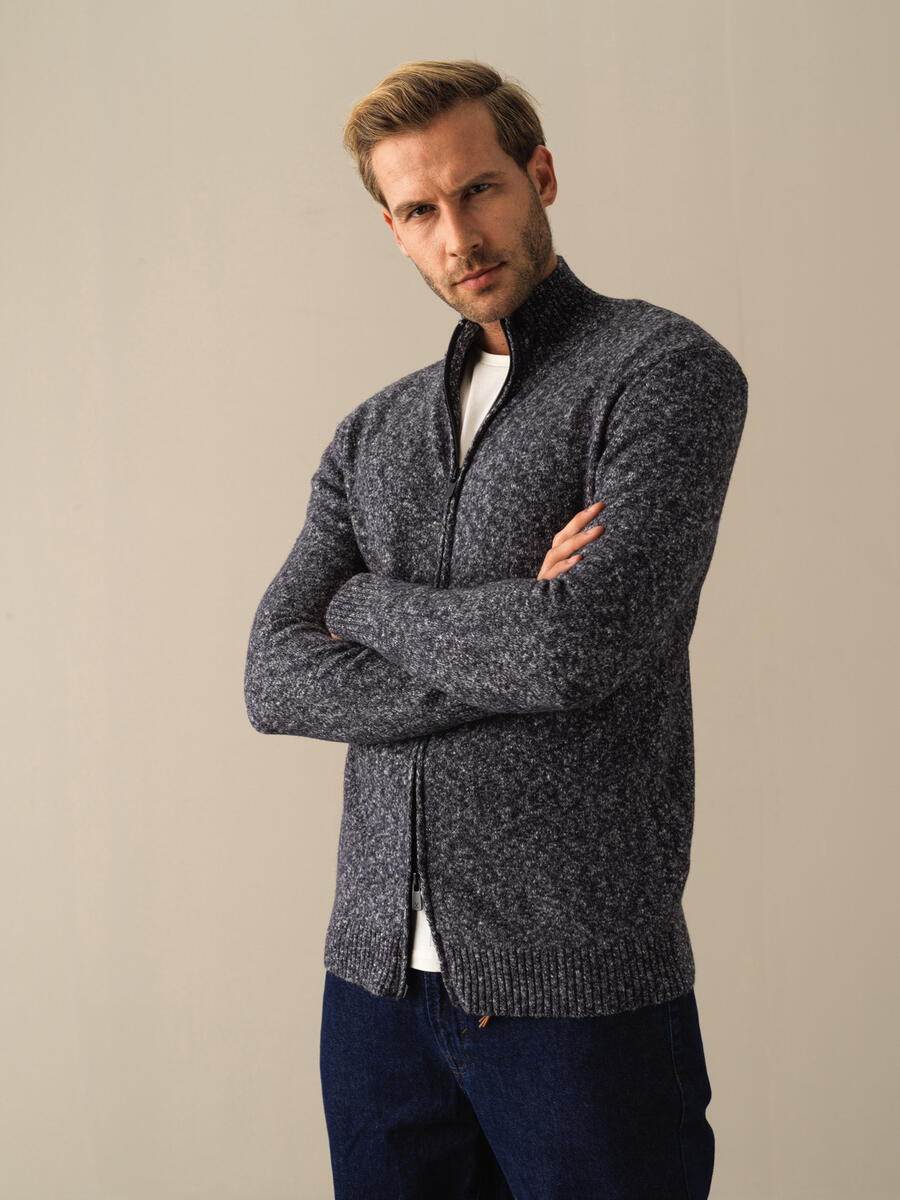 Lacivert Yumuşak Dokulu Regular Fit Triko Hırka