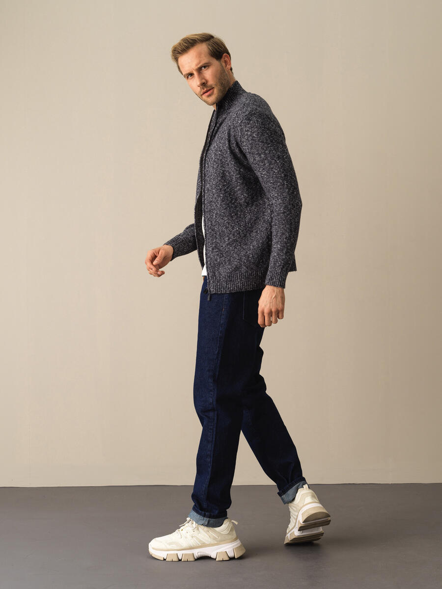 Lacivert Yumuşak Dokulu Regular Fit Triko Hırka - 4