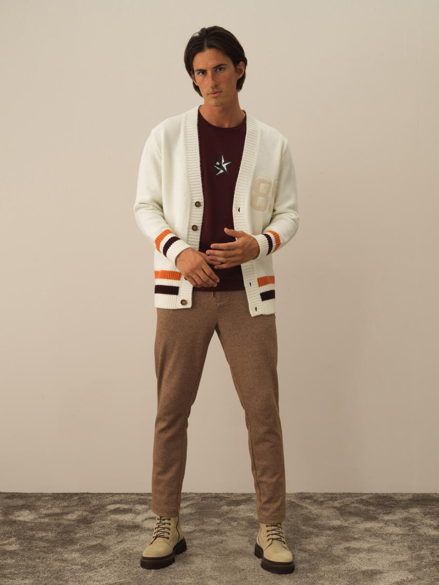 Ekru Lüks Pamuk Dokulu Regular Fit Hırka - 2