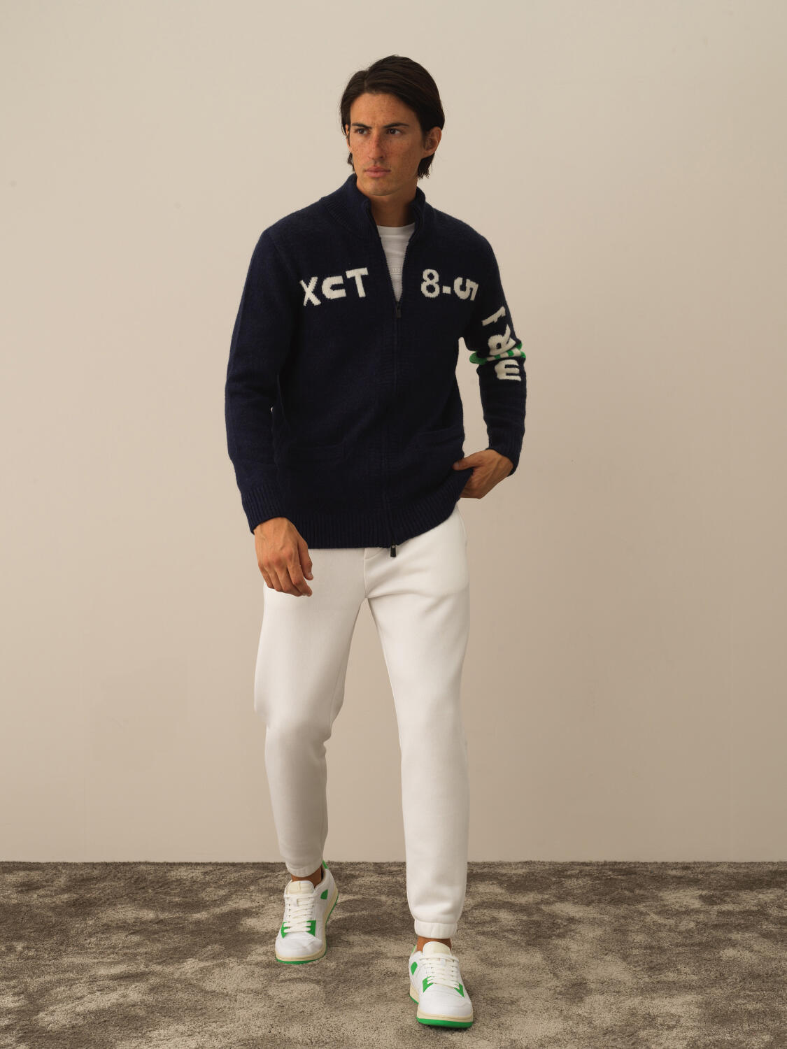 Lacivert Doğal Yün Dokulu Regular Fit Hırka